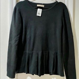NWT banana republic Large black longsleeve pleated